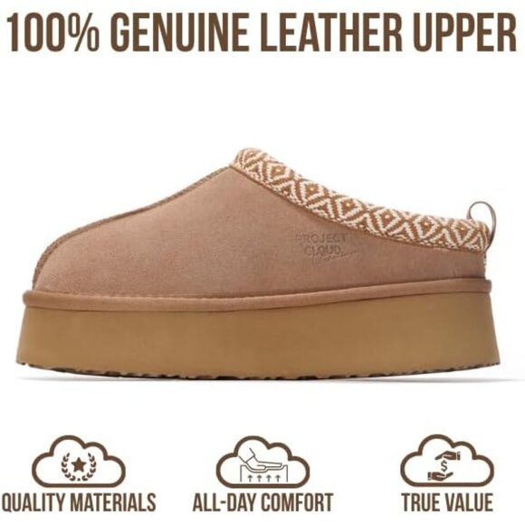 ๐Women Project Cloud Wheat Leather Soft Memory Foam Cozy Supportive Slipper - Picture 7 of 10